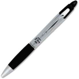 Zebra Pen Corporation 22410 Zebra Z-Grip Max Retractable Pen, 1.0mm, Silver Barrel, Black Ink, Dozen image.
