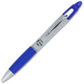 Zebra Pen Corporation 22420 Zebra Z-Grip Max Retractable Pen, 1.0mm, Silver Barrel, Blue Ink, Dozen image.