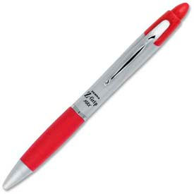 Zebra Pen Corporation 22430 Zebra Z-Grip Max Retractable Pen, 1.0mm, Silver Barrel, Red Ink, Dozen image.