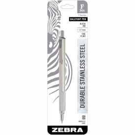 Zebra Pen 29411 Zebra Retractable Ballpoint Pen F-701 - Black Ink - Stainless Steel Barrel image.