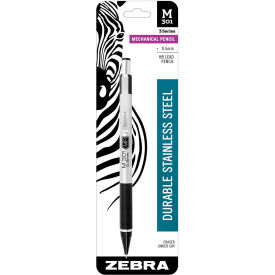Zebra Pen Corporation 54011 Zebra M-301 Mechanical Pencil, Lead/Eraser Refillable, 0.5mm, Black/Silver image.