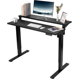 Zoxou Inc FF1B-4824B Flexispot Adjustable Height Standing Desk with Storage Shelves, 48"L x 24"W, Chipboard, Black Top image.