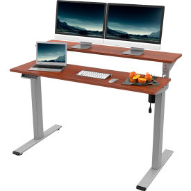Zoxou Inc FF1S-5528N Flexispot Adjustable Height Standing Desk with Storage Shelves, 55"L x 28"W, Chipboard, Mahogany Top image.