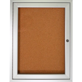Ghent Mfg Co PA13636K-GLBL Ghent Enclosed Bulletin Board, 1 Door, 36"W x 36"H, Natural Cork/Silver Frame image.
