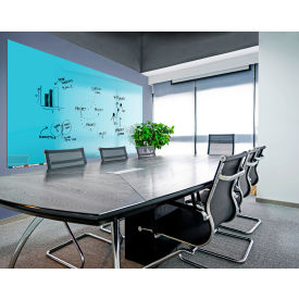 Ghent Mfg Co ARIASM48BE Ghent Aria Glass White Board - Magnetic - 8W x 4H - 1/4" Thick Tempered Glass - Blue image.