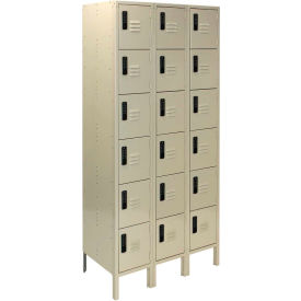 Lyon Workspace Products PP53623SU3950 Lyon® 6-Tier 6 Door Electronic Access Locker, 36"W x 18"D x 78"H, Putty, Assembled image.