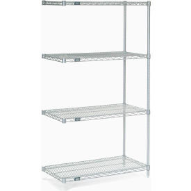 Global Industrial 189401 Nexel® 4 Shelf, Stainless Steel Wire Shelving Unit, Add On, 36"W x 18"D x 63"H image.