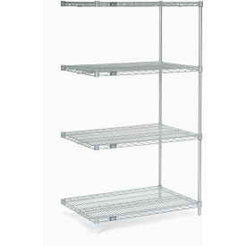 Global Industrial 189405 Nexel® 4 Shelf, Stainless Steel Wire Shelving Unit, Add On, 36"W x 24"D x 63"H image.