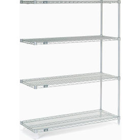 Global Industrial 189403 Nexel® 4 Shelf, Stainless Steel Wire Shelving Unit, Add On, 48"W x 18"D x 63"H image.