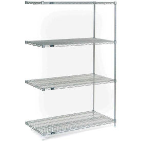 Global Industrial 189415 Nexel® 4 Shelf, Stainless Steel Wire Shelving Unit, Add On, 48"W x 24"D x 74"H image.