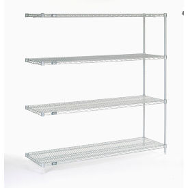 Global Industrial 189449 Nexel® 4 Shelf, Stainless Steel Wire Shelving Unit, Add On, 60"W x 18"D x 63"H image.