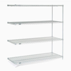 Global Industrial 189477 Nexel® 4 Shelf, Stainless Steel Wire Shelving Unit, Add On, 60"W x 24"D x 63"H image.
