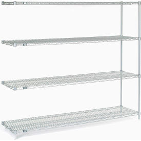Global Industrial 189451 Nexel® 4 Shelf, Stainless Steel Wire Shelving Unit, Add On, 72"W x 18"D x 63"H image.