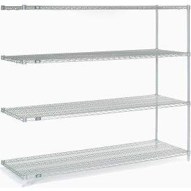 Global Industrial 189447 Nexel® 4 Shelf, Stainless Steel Wire Shelving Unit, Add On, 54"W x 18"D x 63"H image.