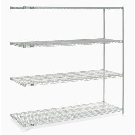 Global Industrial 189487 Nexel® 4 Shelf, Stainless Steel Wire Shelving Unit, Add On, 54"W x 18"D x 74"H image.