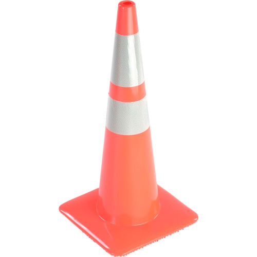Mutual Industries 17714-5-28 Collapsible Cones Pack of 5 Plastic 12 Width Orange and Reflective Silver 28 Height 12 Length