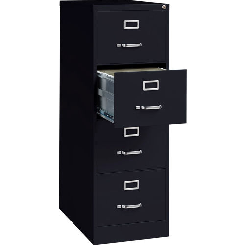 File Cabinets Vertical Hirsh Industries 26 1 2 Deep Vertical File Cabinet 4 Drawer Legal Size Black B690987 Globalindustrial Com