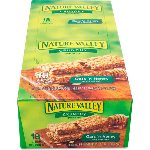 Nature Valley Crunchy Granola Bar Oats N Honey 1 5 Oz 18 Box B Globalindustrial Com