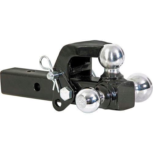 Gekers Solid Shank Trailer Hitch Receiver Triple Ball Hitch Mount with Hook Solid Tube Hook