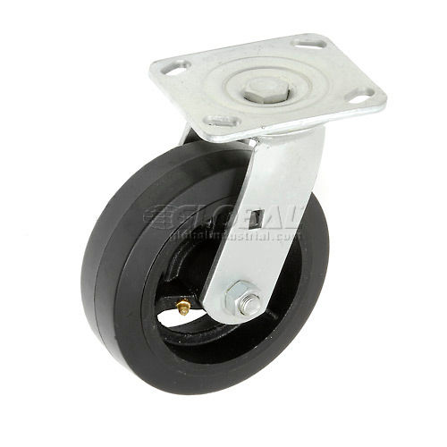 Casters Heavy Duty Heavy Duty Swivel Plate Caster 6" Moldon Rubber