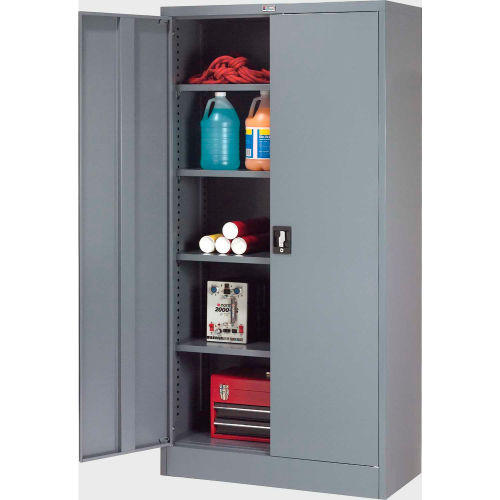 Cabinets Storage Global Industrial Steel Storage Cabinet With Recessed Handle 36 W X 18 D X 72 H 237635gy Globalindustrial Com