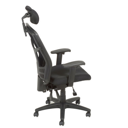 Interion® Mesh Task Chair with Headrest - Fabric - High Back - Black ...