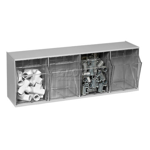 Bins Totes Containers Bins Tip Out Quantum Tip Out Storage Bin Qtb304 4 Compartments Gray 252190gy Globalindustrial Com