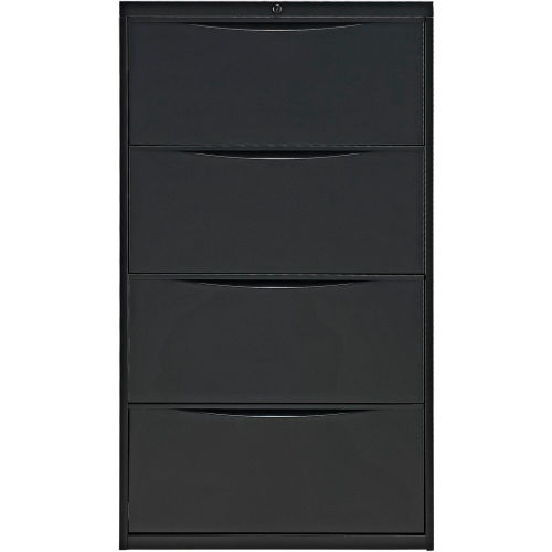 File Cabinets Lateral Interion 30 Premium Lateral File Cabinet 4 Drawer Black 252467bk Globalindustrial Com