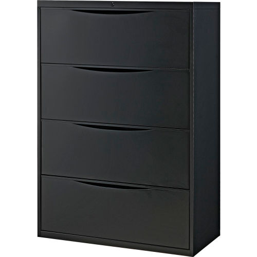 File Cabinets Lateral Interion 36 4 Drawer Premium Lateral File Cabinet Black 252470bk Globalindustrial Com