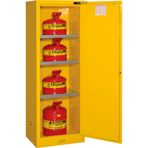 Flammable Osha Cabinets Cabinets Flammable Justrite Flammable Cabinet 22 Gallon Self Close Single Door 23 W X 18 D X 65 H 257863 Globalindustrial Com