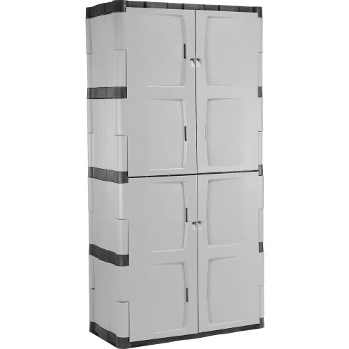 Cabinets Plastic Rubbermaid Plastic Storage Cabinet With Full Double Doors 36 W X 18 D X 72 H 257929 Globalindustrial Com