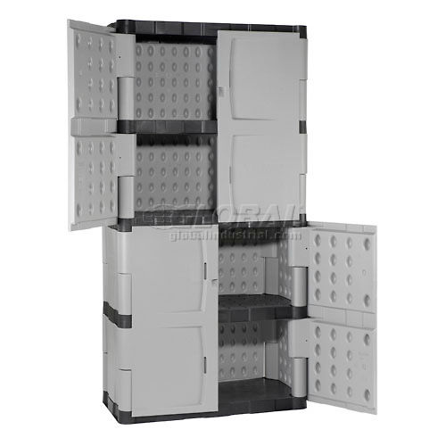 Cabinets Plastic Rubbermaid Plastic Storage Cabinet With Full Double Doors 36 W X 18 D X 72 H 257929 Globalindustrial Com