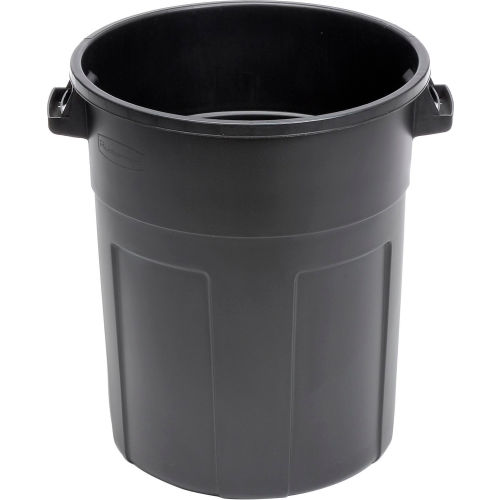 Rubbermaid Plastic Round Trash Can With Dual Handles Gallon Black bk Globalindustrial Com