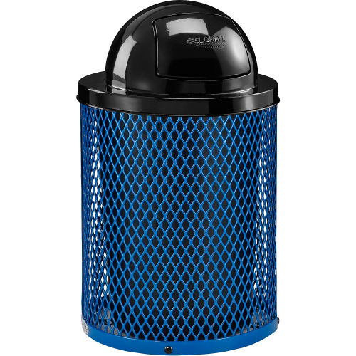 Global Industrial Outdoor Steel Diamond Trash Can With Dome Lid 36 Gallon Blue 261948bl Globalindustrial Com Outdoor Steel Diamond Trash Can With, Outdoor Steel Trash Can