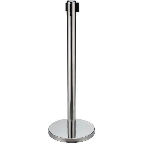 39H Stainless Steel Retractable Stanchion with 6-1//2 Yellow//Black Belt