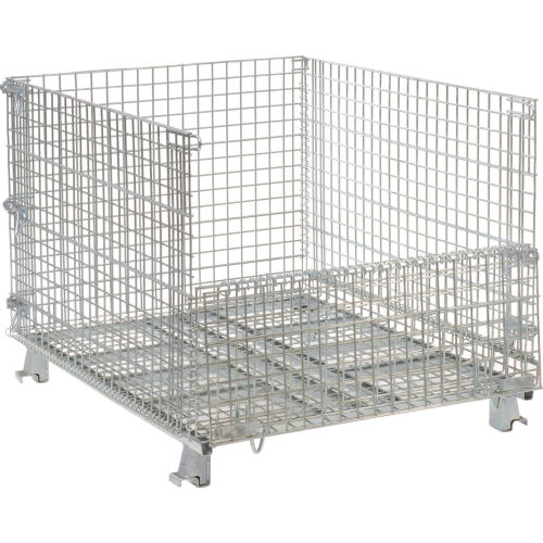 Folding Wire Container Gc404830e4 48x40x36 1 2 3000 4000 Lb Cap Drop Gate 40 Side 269411 Globalindustrial Com