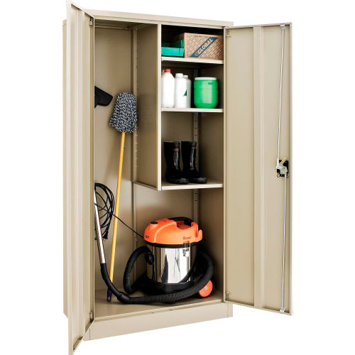 Cabinets Janitorial Global Industrial Janitorial Cabinet Assembled 36x18x72 Tan 269903tn Globalindustrial Com