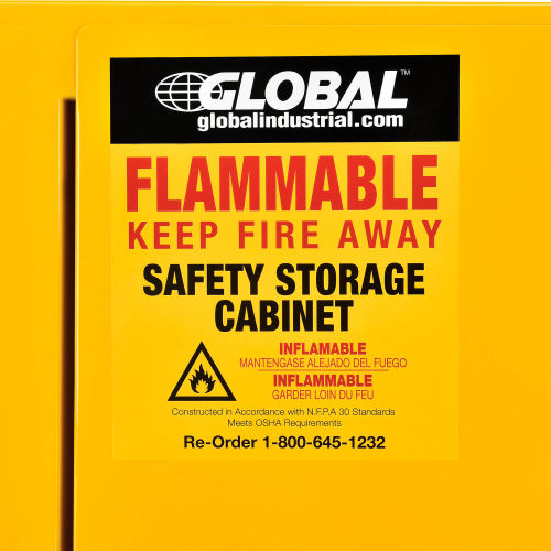 Manual Close Double Door 44 Gallon 34W X 18D X 65H Flammable Cabinet