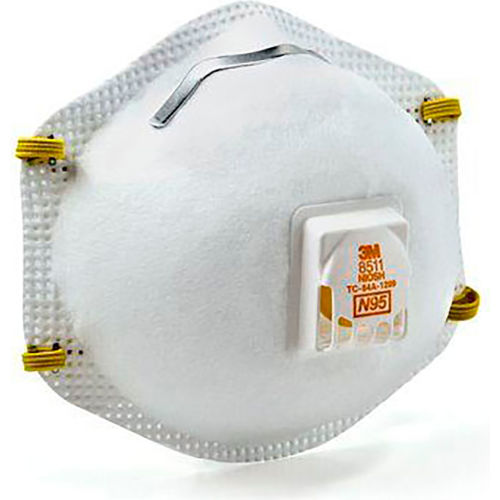 3M 8511 N95 Disposable Respirator w/ Exhalation Valve, 10/Box ...