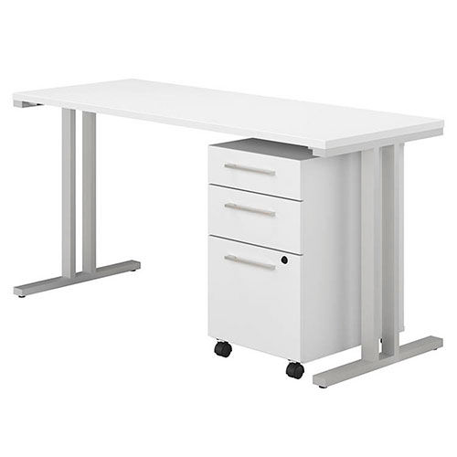 Desks Steel Office Collections Bush Furniture 48 Quot W Table Desk With Mobile File Cabinet White 400 Series B2235633 Globalindustrial Com