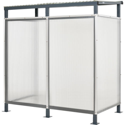 Bus Smoking Shelter Flat Roof W/ Three Sided Open Front 6'5