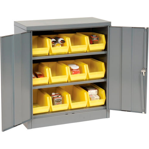 Bins Totes Containers Bins Cabinets Global Industrial Locking Storage Cabinet 36x18x42 12 Yl Stacking Bins 2 Shelves Unassembled 500134 Globalindustrial Com