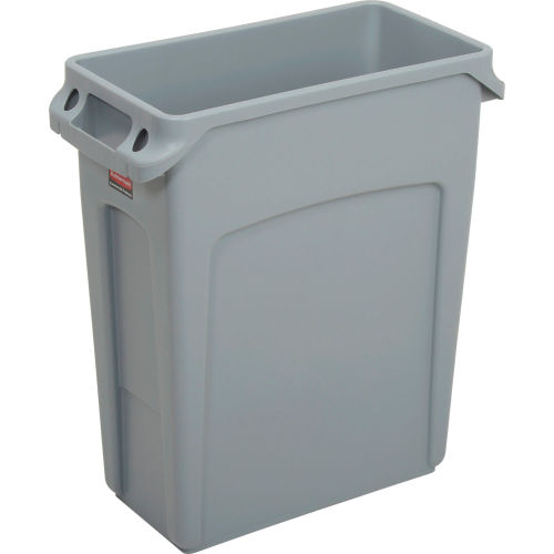16 Gallon Plastic Gray 1971258 Rubbermaid Commercial Vented Slim Jim Trash Can Waste Receptacle