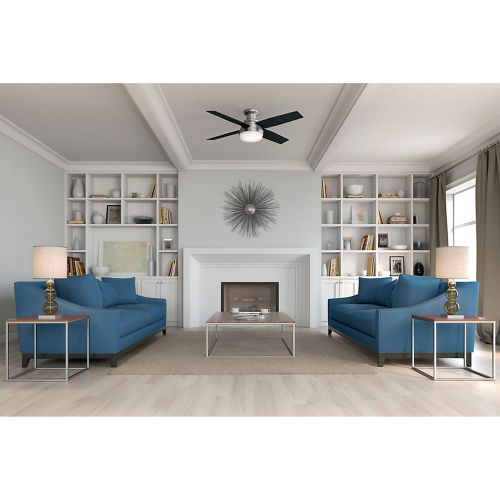 Hunter Fan 52 Dempsey Low Profile Ceiling With Light And Handheld Remote 59241 Brushed Nickel B2255866 Globalindustrial Com Hunter Fan 52 Dempsey Low Profile, Dempsey 52 Ceiling Fan