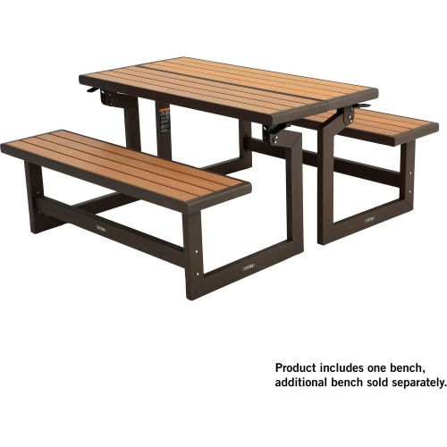 Benches Picnic Tables Benches Plastic Recycled Plastic Lifetime Simulated Wood Convertible Bench Table Light Brown 277632 Globalindustrial Com