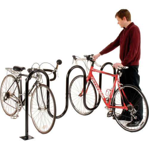 Global Industrial™ Wave Bike Rack, 7-Bike Capacity, Flange Mount, Black ...