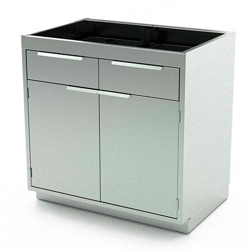 Aero Stainless Steel Base Cabinet 1801 2 Hinged Doors 1 Shelf 4 Drawers 36 W X 21 D X 36 H B Globalindustrial Com