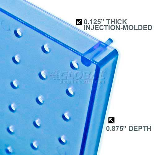 Count of 2 New Blue Molded Plastic Pegboard 8" Width x 20" High Wall Panels 