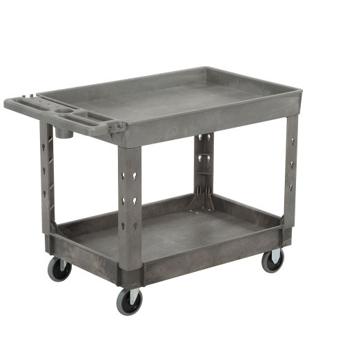 Global Industrial™ Tray Top Plastic Utility Cart, 2 Shelf, 44