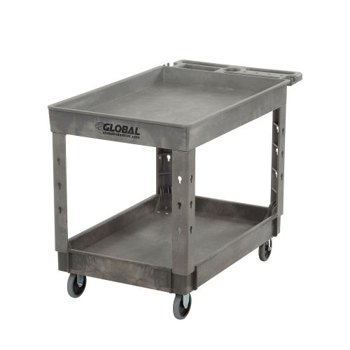 Global Industrial™ Tray Top Plastic Utility Cart, 2 Shelf, 44"Lx251/2